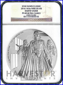 2016 Silver Star Wars Classic Darth Vader 1 Kilo Silver Coin Ngc Pf69 Ucam