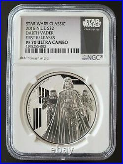 2016 Star Wars DARTH VADER 1oz Silver Niue Coin PF70 Ultra Cameo -1st releases