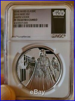 2016 Star Wars DARTH VADER 1oz Silver Niue Coin PF70 Ultra Cameo First Release