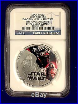 2016 Star Wars The Force Awakens 3 Coin Set KYLO REN, REY AND CAPT PHASMA NGC 70