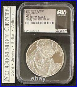 2016 Star Wars Yoda Classic 1 oz. 999 Silver Coin NCG PF70 UCAM Black Core