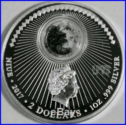 2017 1 Oz PROOF Silver MISSION TO MARS Coin with encapsulated meteorite NIUE
