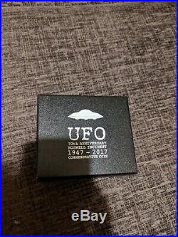 2017 1 Oz Silver Niue UFO, 70 YEARS ROSWELL INCIDENT Glow In The Dark Coin BNIB