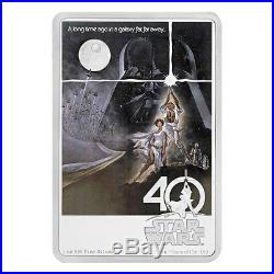 2017 1 oz Niue Silver $2 Star Wars 40th Anniversary Colorized Poster withBox & COA