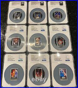 2017-2020 Nz Mint Star Wars Poster Coin Set Of 9 Early Releases Ngc Pf70 Rare