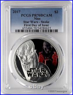 2017 $2 Niue Star Wars Last Jedi 1oz. 999 Silver 3 Coin Set PCGS PR70DCAM FD