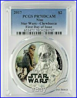 2017 $2 Niue Star Wars Last Jedi CHEWBACCA 1oz Silver Coin PCGS PR70DCAM FD