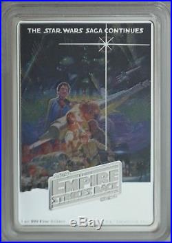 2017 $2 Star Wars Poster Collection Empire Strikes Back 1 oz Silver Colored Coin