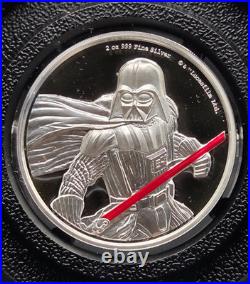 2017 $5 Niue 2 oz Silver Star Wars Darth Vader Ultra high relief withCOA 1020