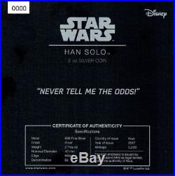 2017 $5 Niue Star Wars Han Solo 2oz. 999 Silver UHR Coin PCGS PR70DCAM FD