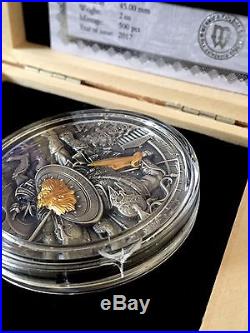 2017 ARES GREEK GODS OF WAR 2 oz Ultra High Relief Silver Coin Antique finish