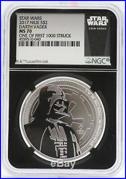 2017 Darth Vader 1 oz Silver NGC MS70 One of First 1,000 Niue $2 Star Wars JJ102