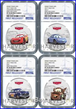 2017 Disney Pixar Cars Complete 4-coin Collection Ngc Pf70 First Releases