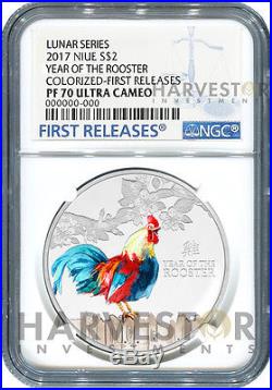 2017 Lunar Year Of The Rooster 1 Oz. Silver Coin Ngc Pf70 First Releases Ogp