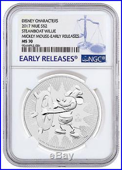 2017 Niue 1 oz Silver Mickey Mouse Steamboat Willie $2 Coin NGC MS70 ER SKU45491