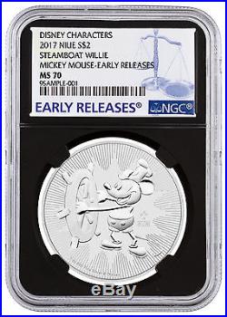 2017 Niue 1 oz Silver Mickey Mouse Steamboat Willie $2 Coin NGC MS70 ER SKU46414