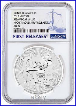 2017 Niue 1 oz Silver Mickey Mouse Steamboat Willie $2 Coin NGC MS70 FR SKU45493