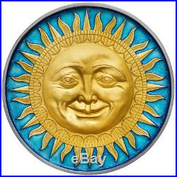 2017 Niue 2 OZ Celestial Bodies Sun Colored & Enameled Silver Proof Coin