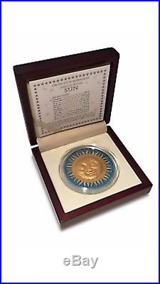 2017 Niue 2 OZ Celestial Bodies Sun Colored & Enameled Silver Proof Coin