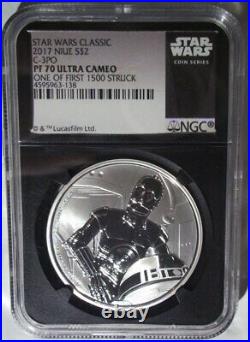 2017 Niue $2 Star Wars C-3po Silver Proof Coin Ngc Pf70 Ucam First 1500 Struck