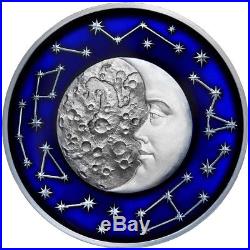 2017 Niue 2 oz Celestial Bodies Moon Colored & Enameled Silver Proof Coin