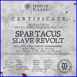 2017 Niue 2 oz Great Commanders Spartacus Slave Revolt Silver Coin