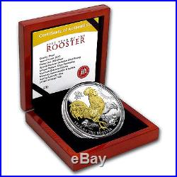 2017 Niue 5 oz Silver Year of the Rooster Proof (Gilded) SKU #104213