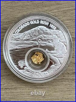 2017 Niue Colorado Gold Rush 1 oz. 999 Silver Round Gold Nugget $2