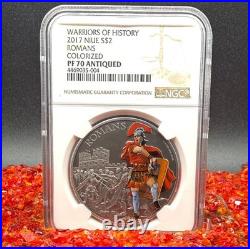 2017 Niue Fine Silver Warriors of History Romans Antiqued Colorized PF70 1 of 2