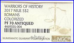 2017 Niue Fine Silver Warriors of History Romans Antiqued Colorized PF70 1 of 2