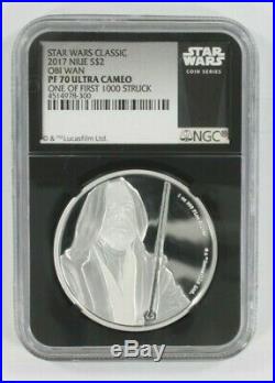 2017 Niue S$2 Star Wars Silver Obi Wan Graded by NGC as PF70 Ultra Cameo with CoA