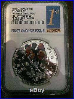 2017 Niue Silver $2 Disney Mickey The Little Whirlwind PF70 UC FDOI NGC Coin