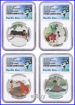 2017 Niue Silver $2 Disney The Jungle Book PF69 UC with ERROR NGC 4-Coin Set