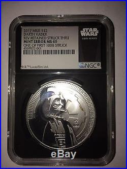 2017 Niue Silver $2 Star Wars Darth Vader MINT ERROR MS 69 NGC Coin RARE
