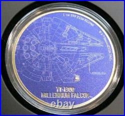2017 Niue Star Wars YT1300 Millennium Falcon 1oz. 999 Silver Coin in Box WithCOA