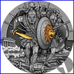 2017 Silver Coin $2 Niue Island ARES God of War series GODS Gold plated 2 oz