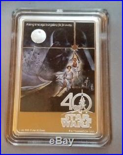2017 Star Wars 40th Anniversary Poster Coin 1043 of 10k Niue NZ Mint. 999 Silver