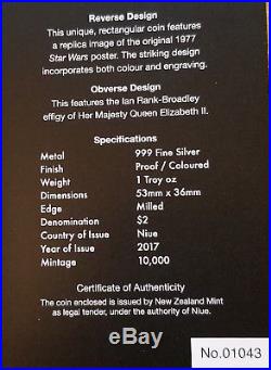 2017 Star Wars 40th Anniversary Poster Coin 1043 of 10k Niue NZ Mint. 999 Silver
