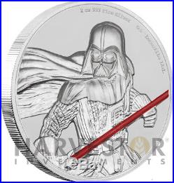 2017 Star Wars Darth Vader Ultra High Relief Niue 2 Oz. Silver Coin Ogp Coa