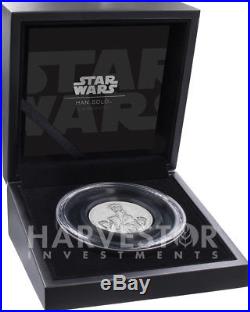 2017 Star Wars Han Solo Ultra High Relief Niue 2 Oz. Silver Coin Ogp Coa