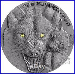 2017 WOLF WILDLIFE FAMILY 1 Oz ULTRA High Relief Silver Coin Swarovski 2017 WOLF WILDLIFE FAMILY 1 Oz ULTRA High Relief Silver Coin Swarovski
