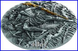 2018 1 Oz Silver $2 POSEIDON, GREEK GOD OF OCEANS Ultra High Relief Coin, Niue