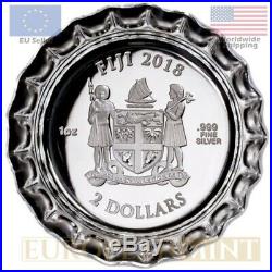 2018 1 oz $2 Fiji Coca Cola Bottle Cap Silver Coin