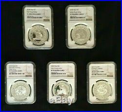 2018 2020 Niue Trade Dollar Silver 5-coin Set US/GB/CH/JP/FR NGC PF70UC