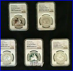 2018 2020 Niue Trade Dollar Silver 5-coin Set US/GB/CH/JP/FR NGC PF70UC