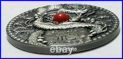 2018 2 Oz Silver $2 Niue CHINESE DRAGON Ultra High Relief Antique Finish Coin