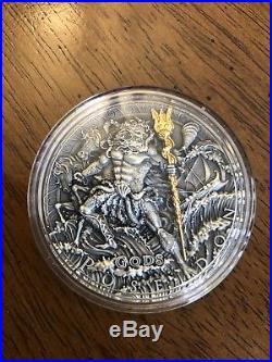 2018 2 Oz Silver $2 POSEIDON, GREEK GOD OF OCEANS Ultra High Relief Coin, Niue