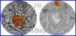 2018 2 Oz Silver Niue $5 TWELVE LABOURS OF HERCULES, Nemean Lion Coin