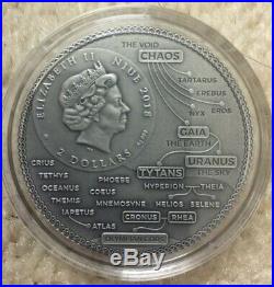 2018 2 Oz Silver Niue CRONUS Greek Titans Antique Finish Coin 3D Printed Insert
