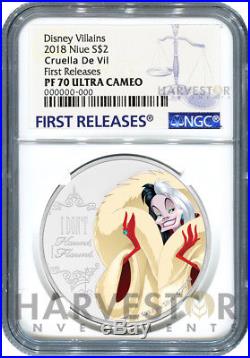 2018 Disney Villains Cruella De VIL Ngc Pf70 First Releases 3rd Coin